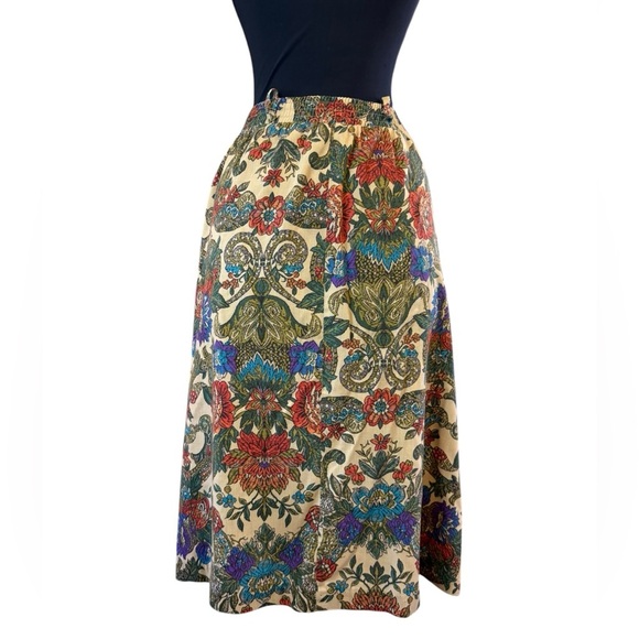 Vintage Anna G Orange Cream Pleated A-Line Skirt - Picture 5 of 15